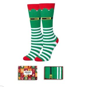Festive Green and Red Elf Socks